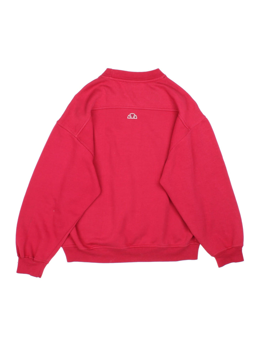 Vintage Y2K Ellesse Sweatshirt in a red colourway with a large logo embroidered on the centre front, and a small logo on the back collar. 