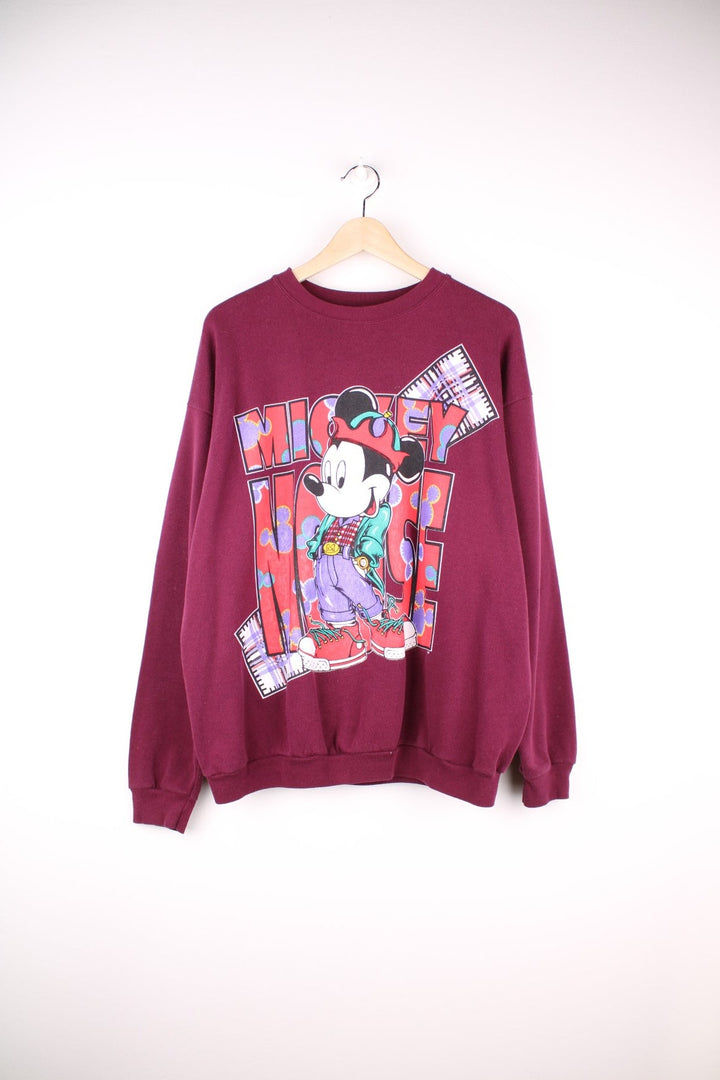 Disney Mickey Unlimited graphic Mickey Mouse sweatshirt in burgundy. 