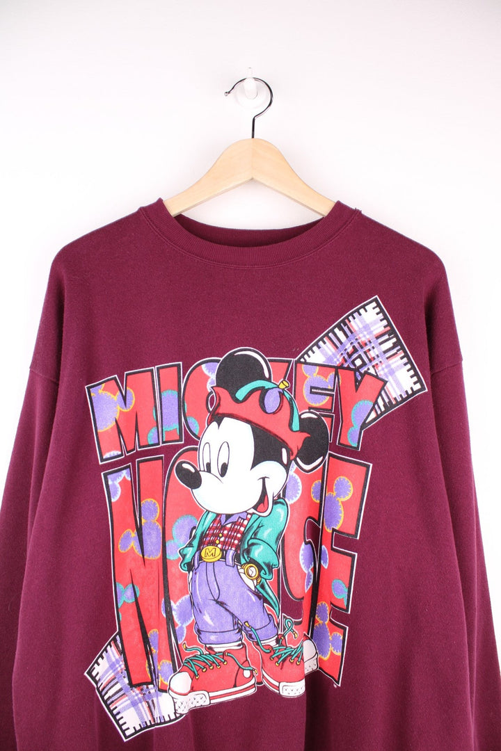 Disney Mickey Unlimited graphic Mickey Mouse sweatshirt in burgundy. 