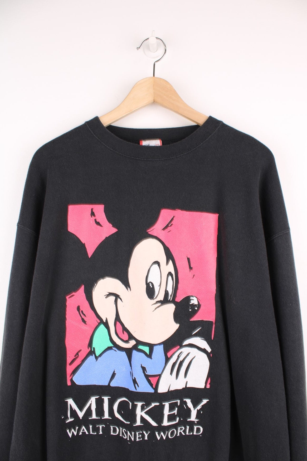 Vintage 90s Mickey Mouse, Walt Disney World sweatshirt in black. 