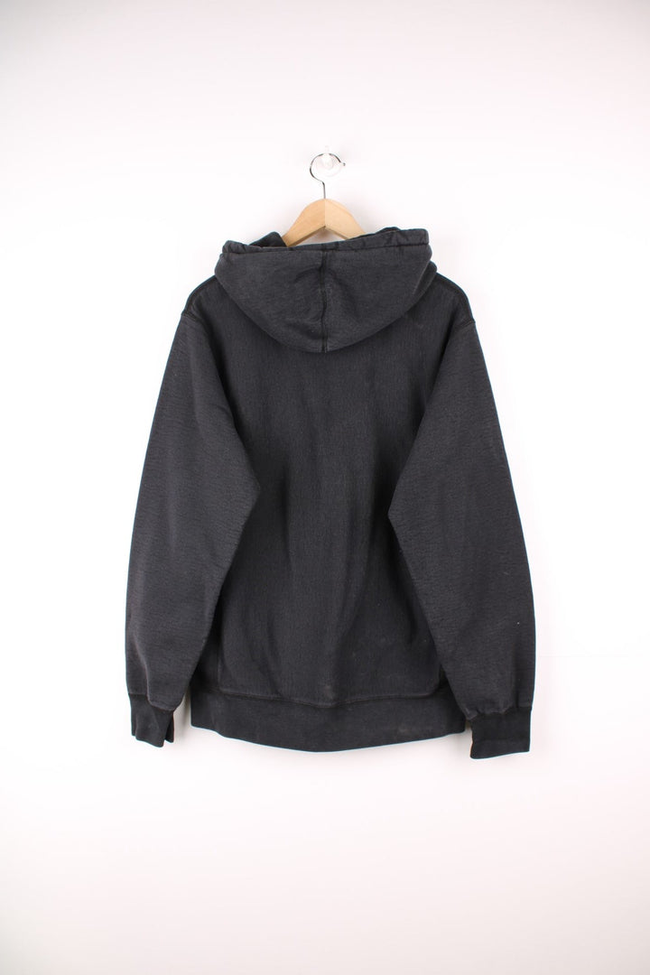 Supreme small box logo hoodie in black with pouch pocket. 