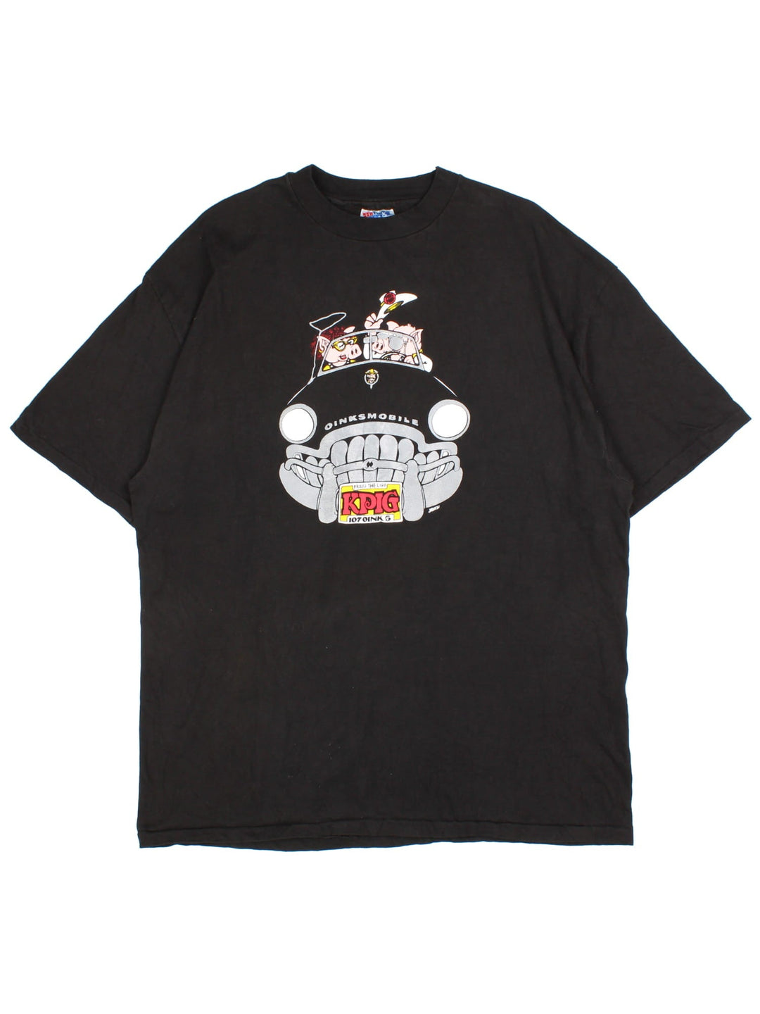 Vintage Cartoon Graphic T-Shirt in a black colourway with graphic on the front and small graphic on the back.