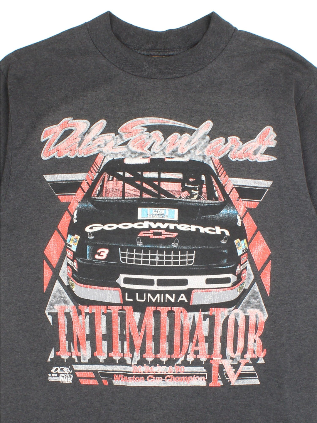 Vintage Dale Earnhardt Nascar T-Shirt in a grey colourway with large graphic on the front and back.