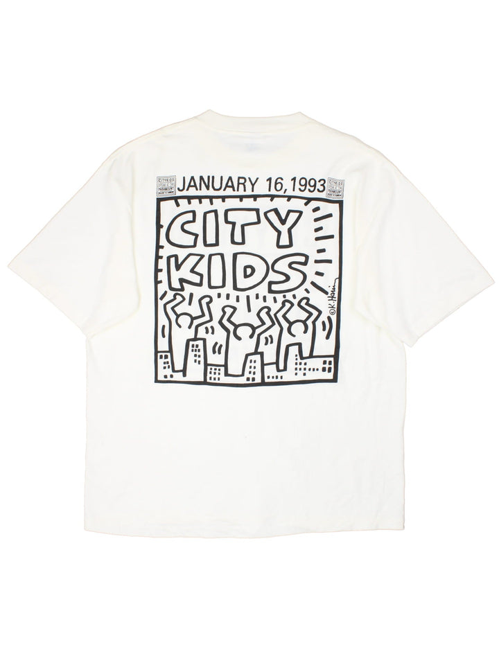 Vintage 90's City Kids Graphic T-Shirt in a white colourway with large graphic on the front and back.