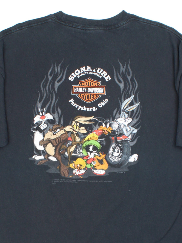 Vintage Harley-Davidson x Looney Toons T-shirt in a black colourway, logo printed on front and back.