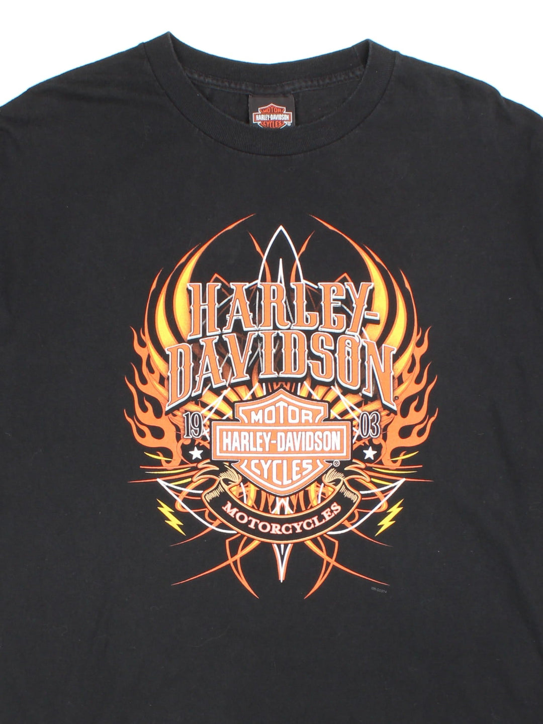 Vintage Harley-Davidson T-shirt in a black colourway, logo printed on front and back.