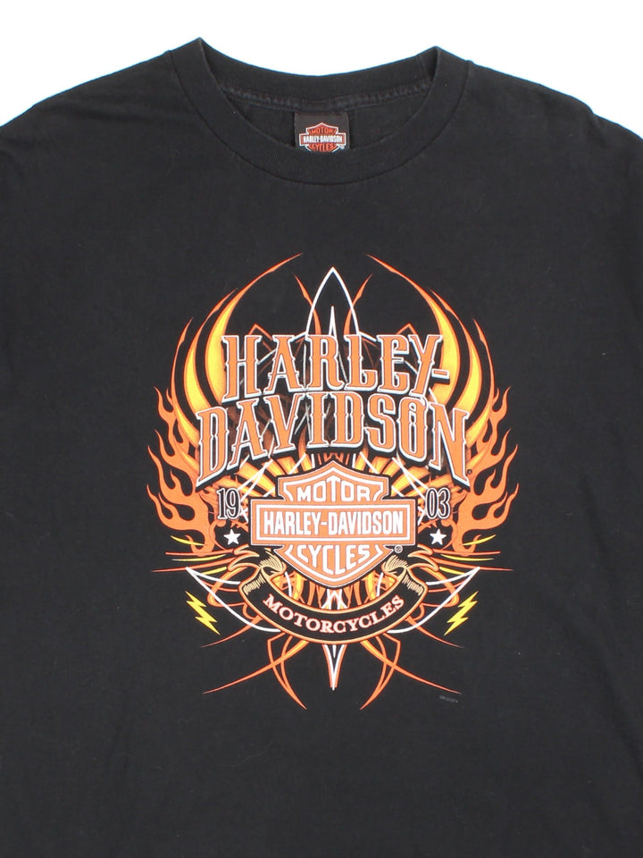 Vintage Harley-Davidson T-shirt in a black colourway, logo printed on front and back.