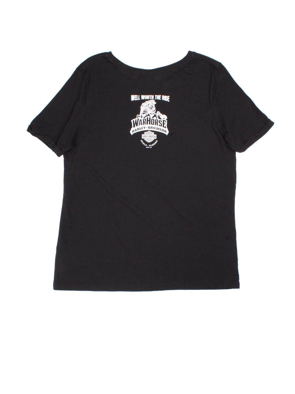 Vintage Harley-Davidson T-shirt in a black colourway, logo printed on front and back.