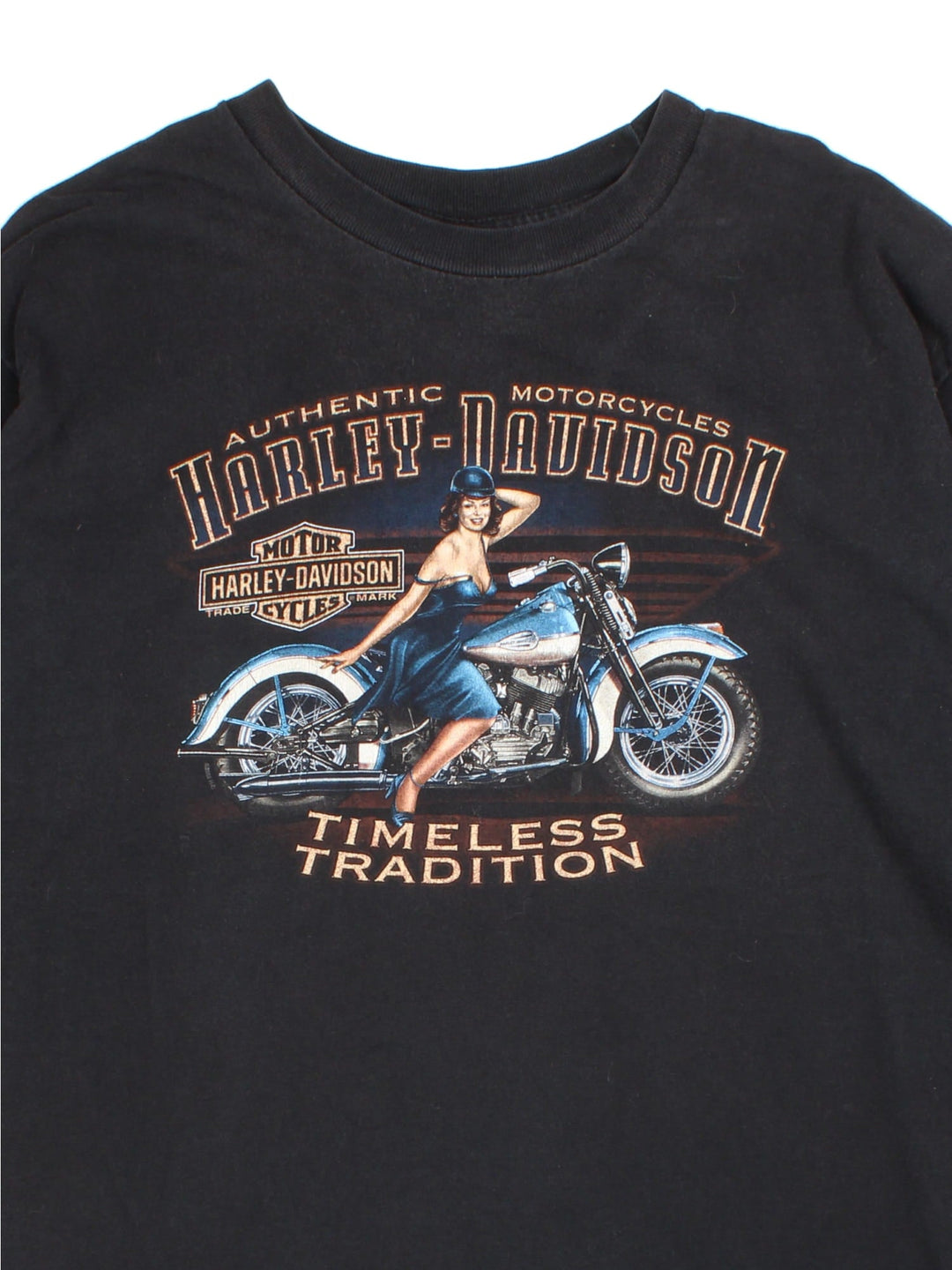 Vintage Harley-Davidson T-shirt in a black colourway, logo printed on front and back.