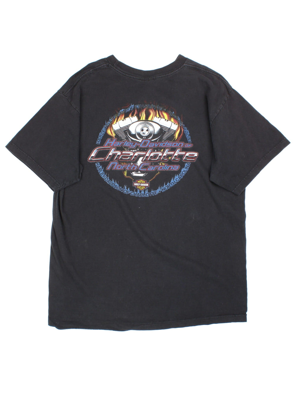 Vintage Harley-Davidson T-shirt in a black colourway, logo printed on front and back.