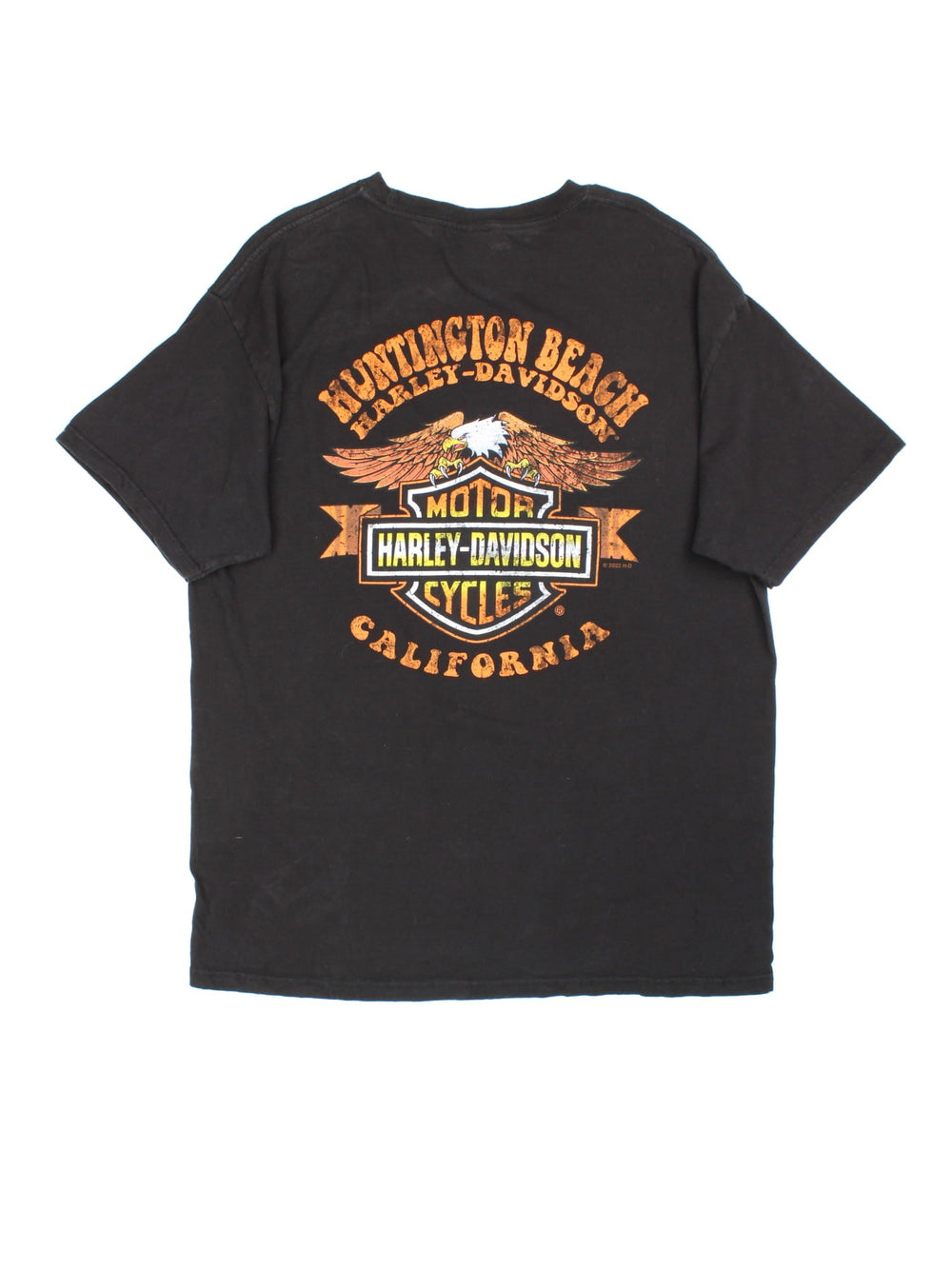 Vintage Harley-Davidson T-shirt in a black colourway, logo printed on front and back.