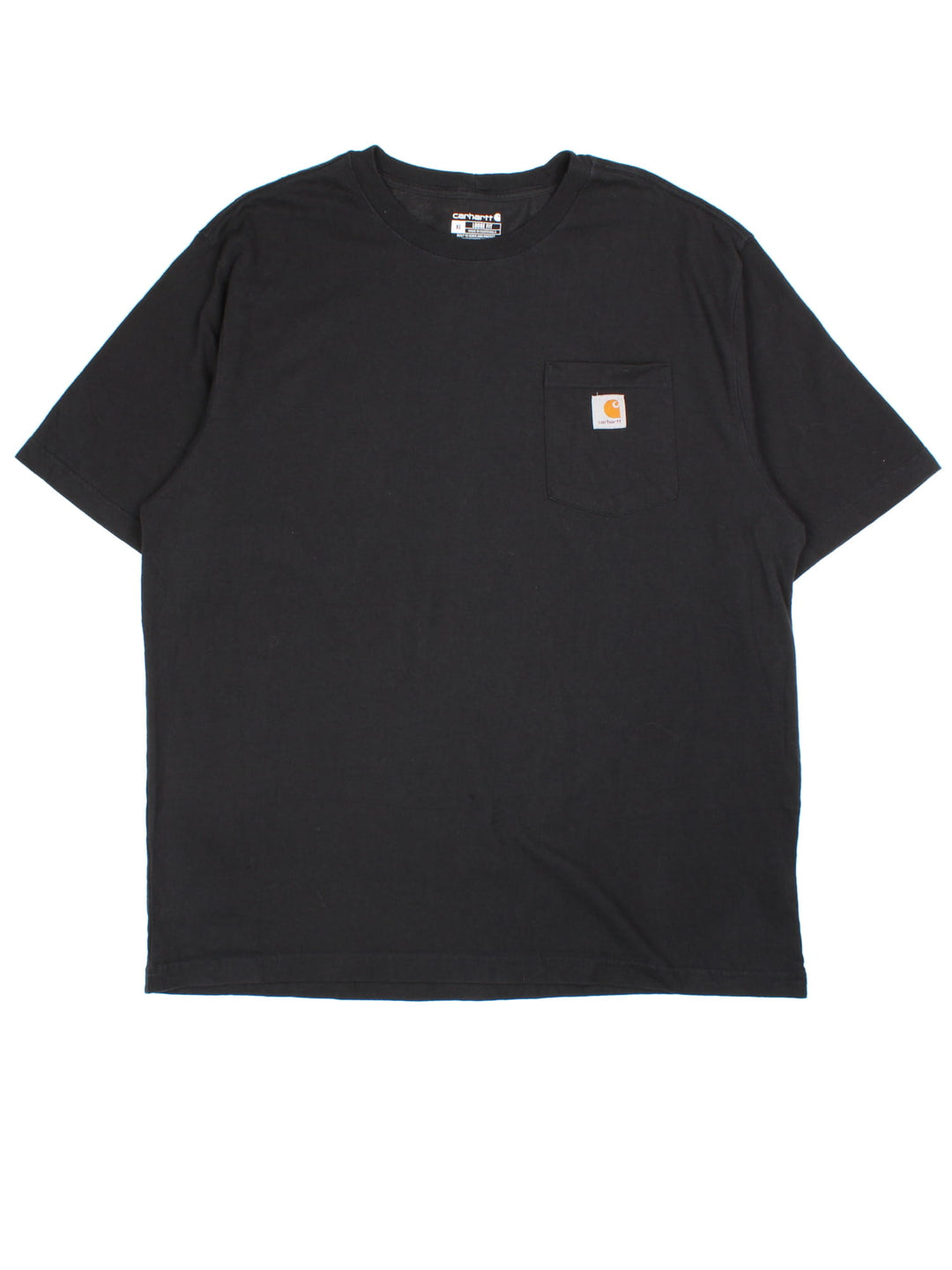 Carhartt T-shirt in a black colourway, branding on front pocket.