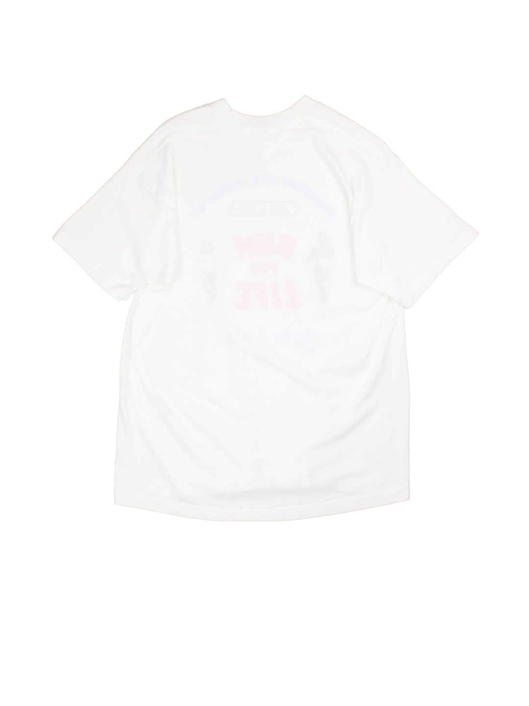 Vintage 1993 Run For Life, single stitch graphic t-shirt in a white colourway, graphic printed on front.