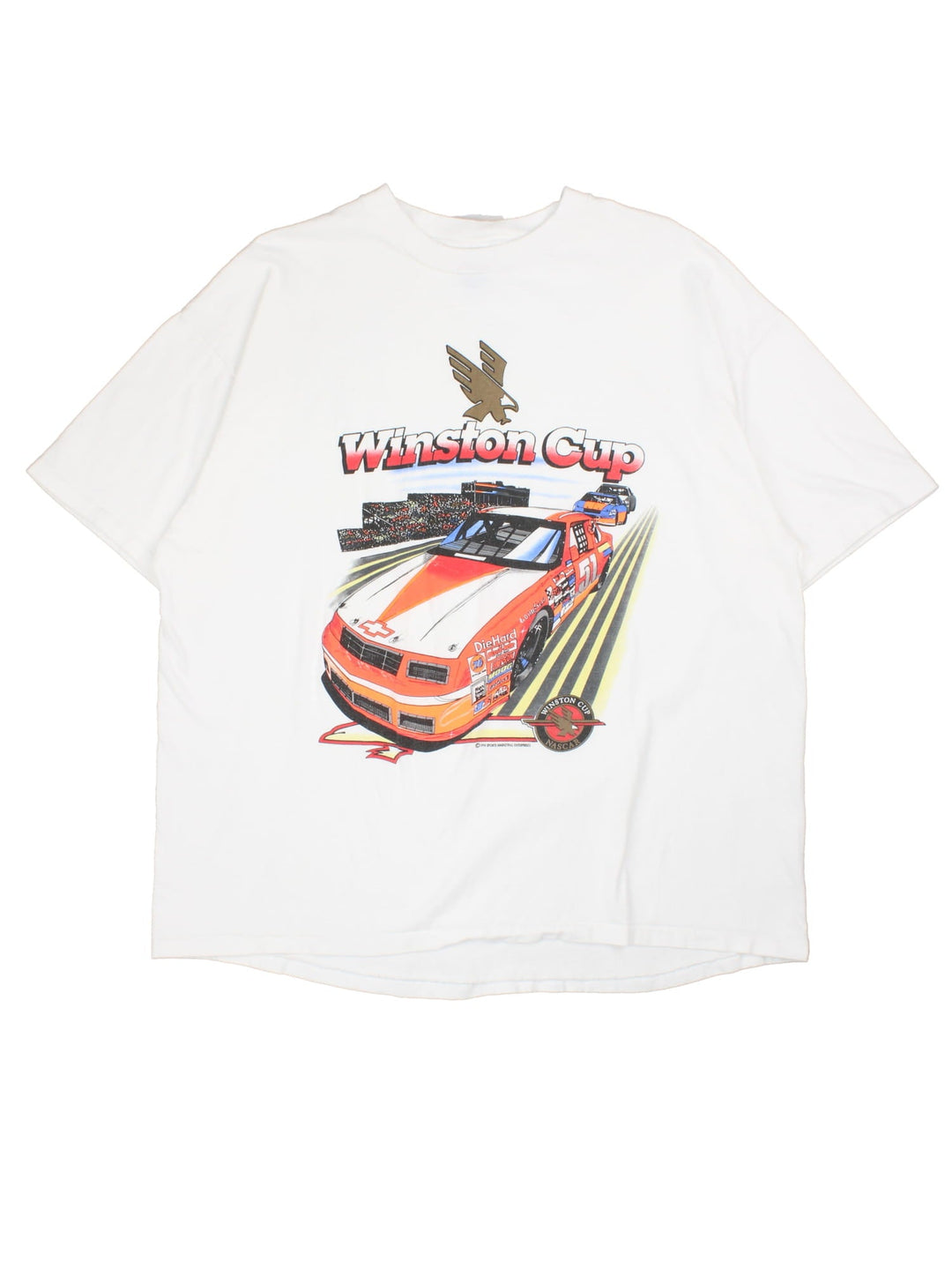 Vintage Nascar Winston Cup single stitch t-shirt in a white colourway, graphic printed on front.