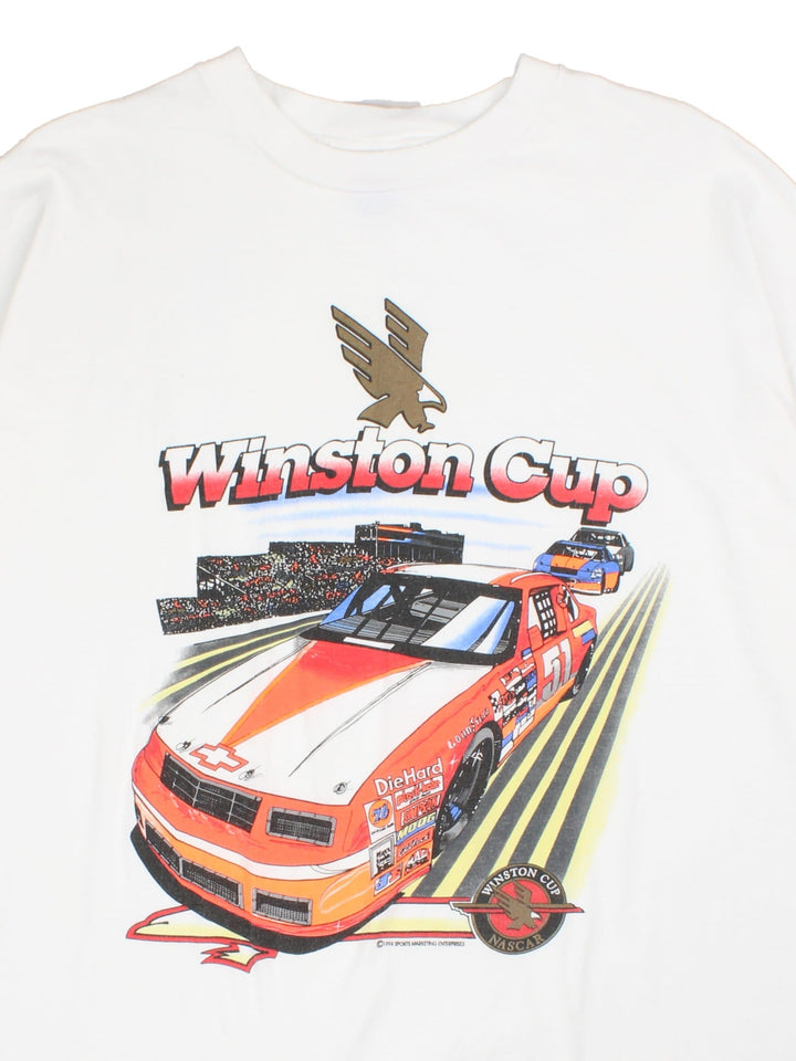 Vintage Nascar Winston Cup single stitch t-shirt in a white colourway, graphic printed on front.