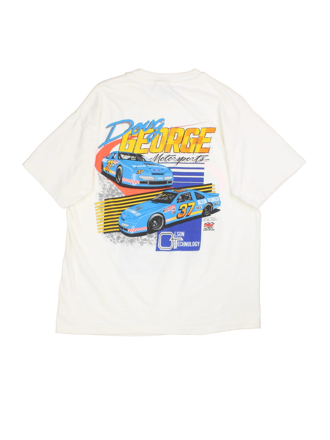 Vintage Nascar Doug George single stitch t-shirt in a white colourway, graphic printed on front and back.