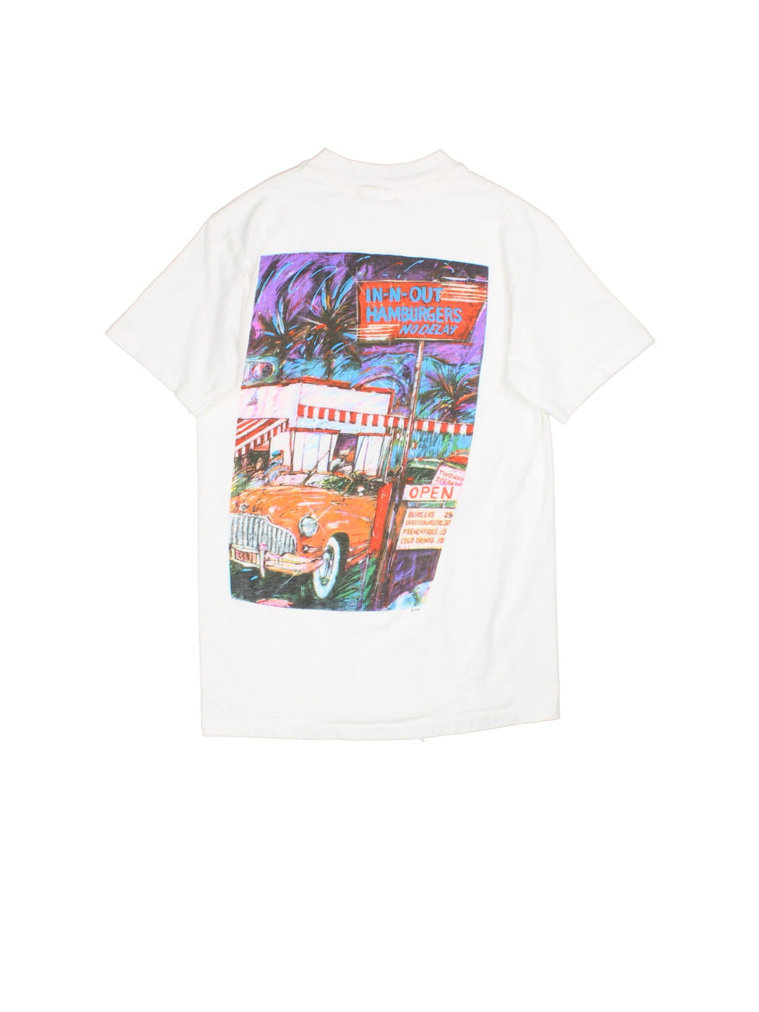 Vintage In-N-Out Southern California single stitch t-shirt in a white colourway, graphic printed on front and back.