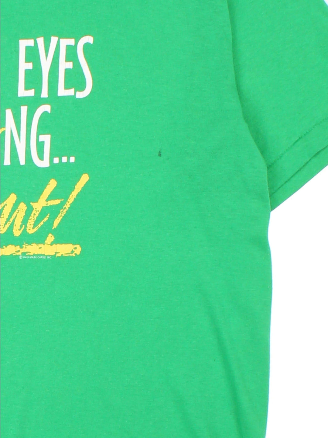 Vintage When Irish Eyes Are Smiling.. Watch Out Graphic T-Shirt in a green colourway with the spell out printed on the front.