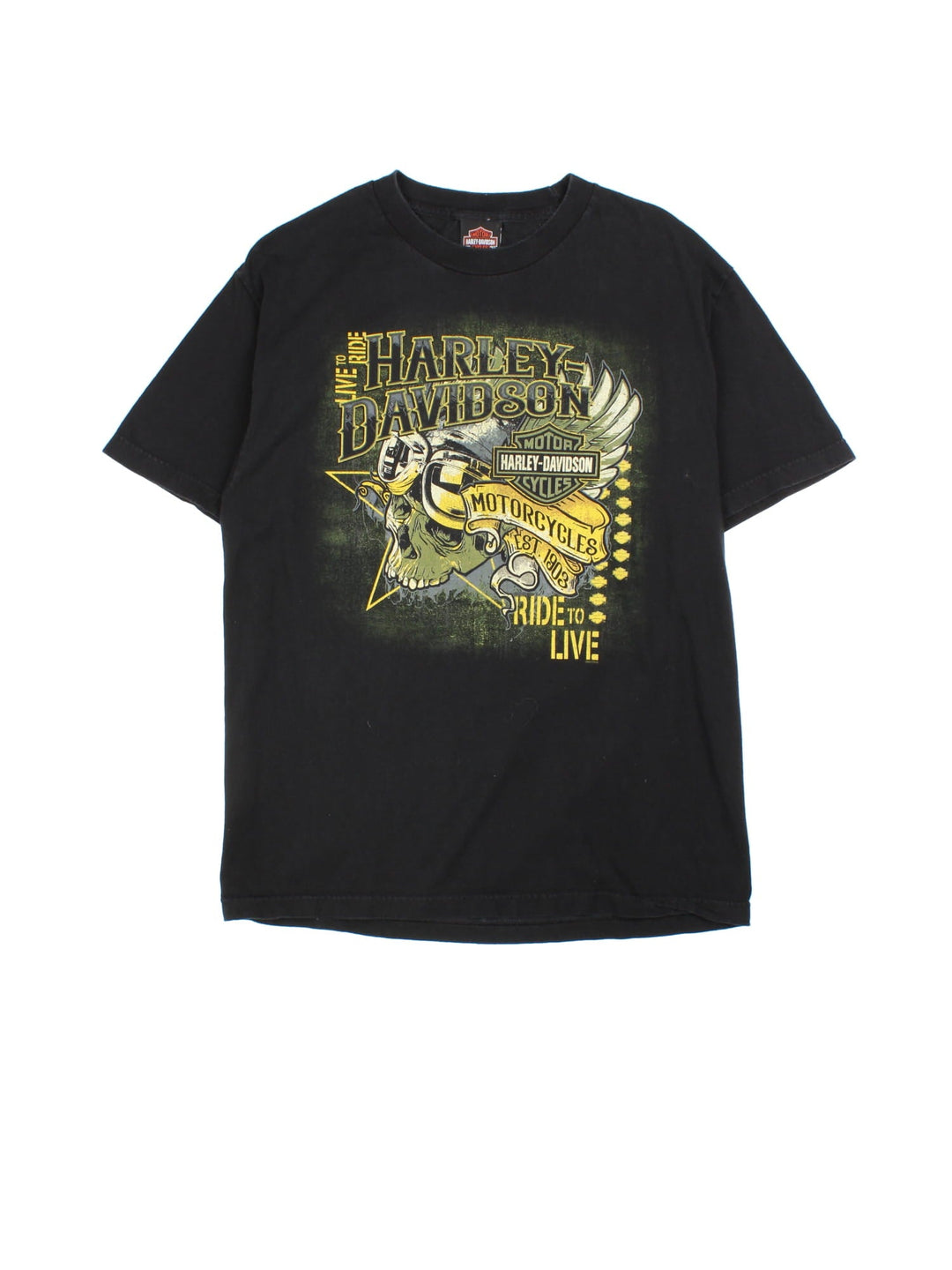 Harley-Davidson Live To Ride T-Shirt in a black colourway with graphic prints on the front and back.