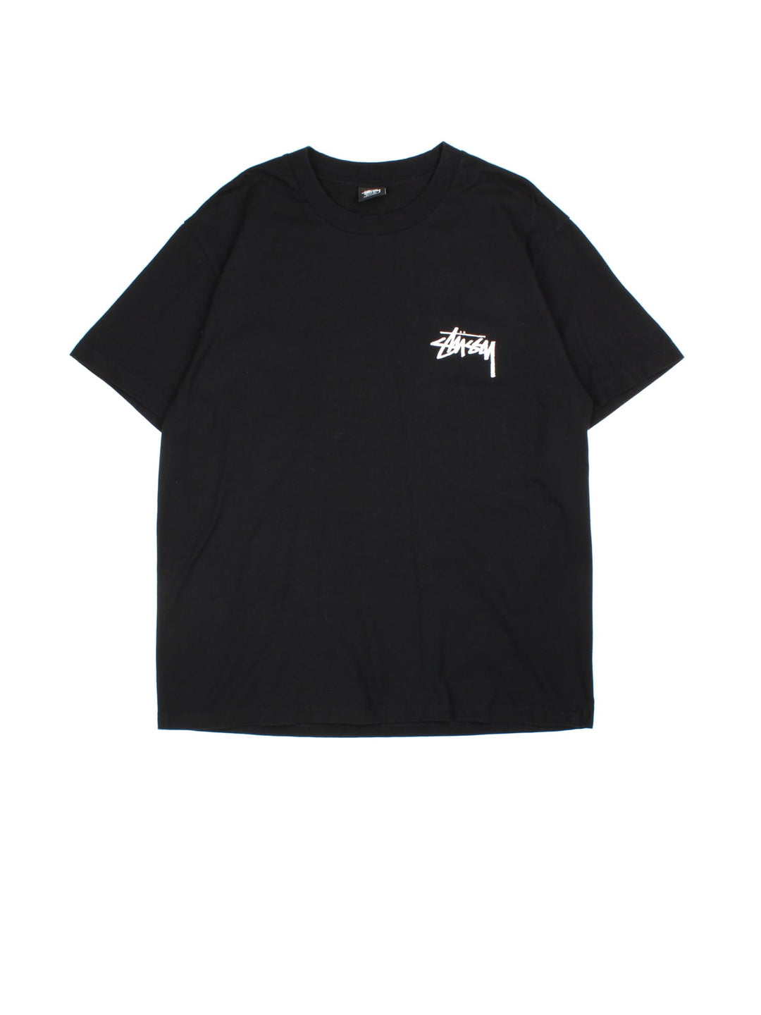 Stussy Plush T-Shirt in a black colourway with the logo printed on the front, and on the back 8 ball graphic bears.