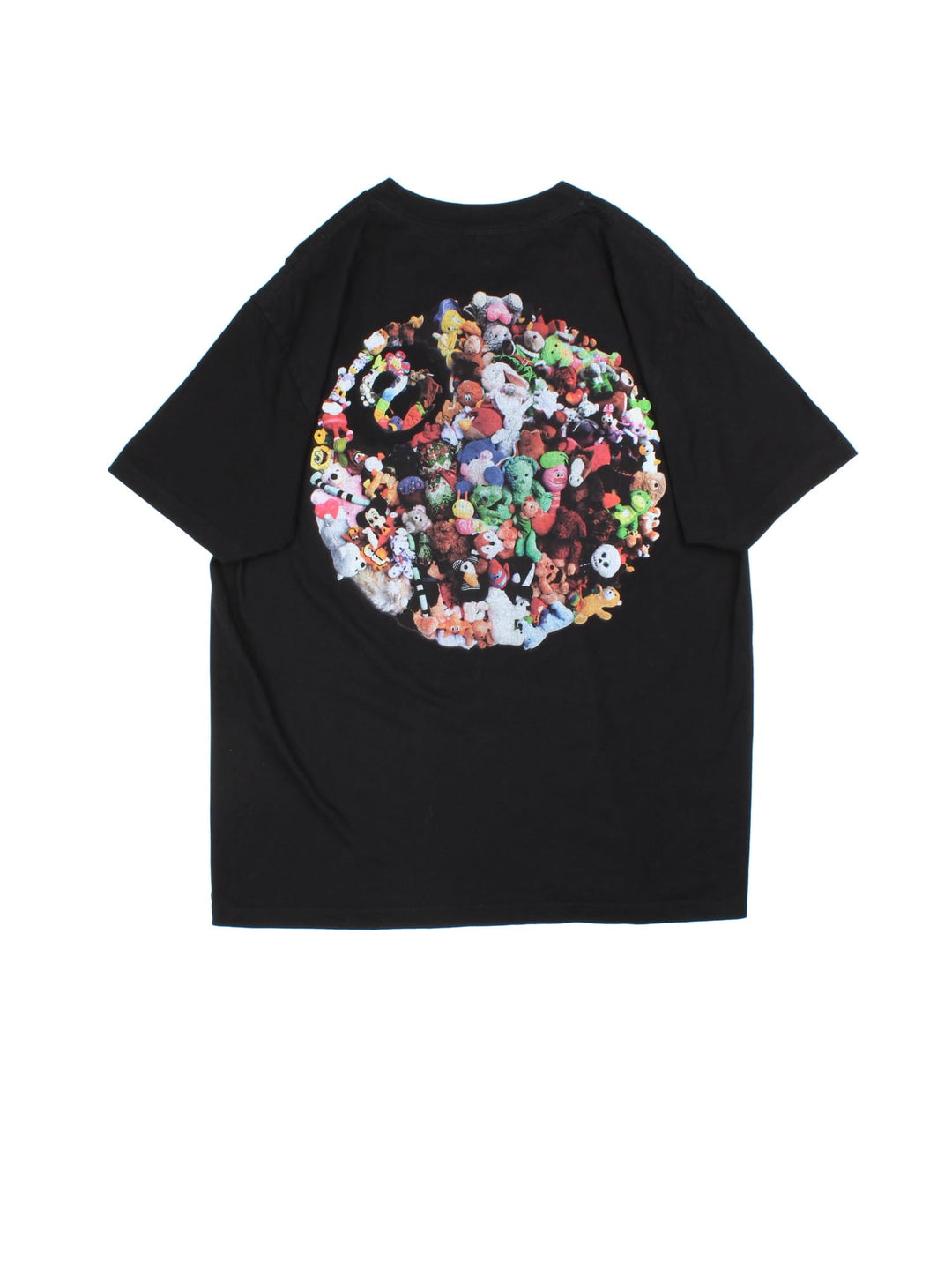 Stussy Plush T-Shirt in a black colourway with the logo printed on the front, and on the back 8 ball graphic bears.