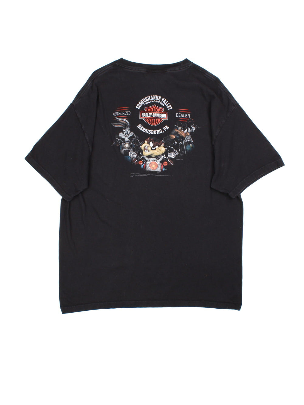 2008 Harley-Davidson Looney Tunes T-Shirt in a black colourway with the logo graphic print and spell out printed on the front and back.