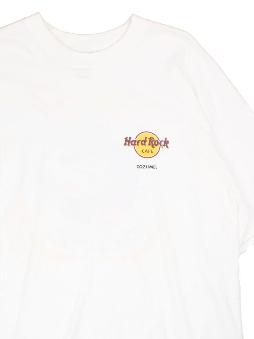 Vintage Hard Rock Cafe Cozumel T-Shirt in a white colourway with the logo printed on the front, and graphic spell out on the back.