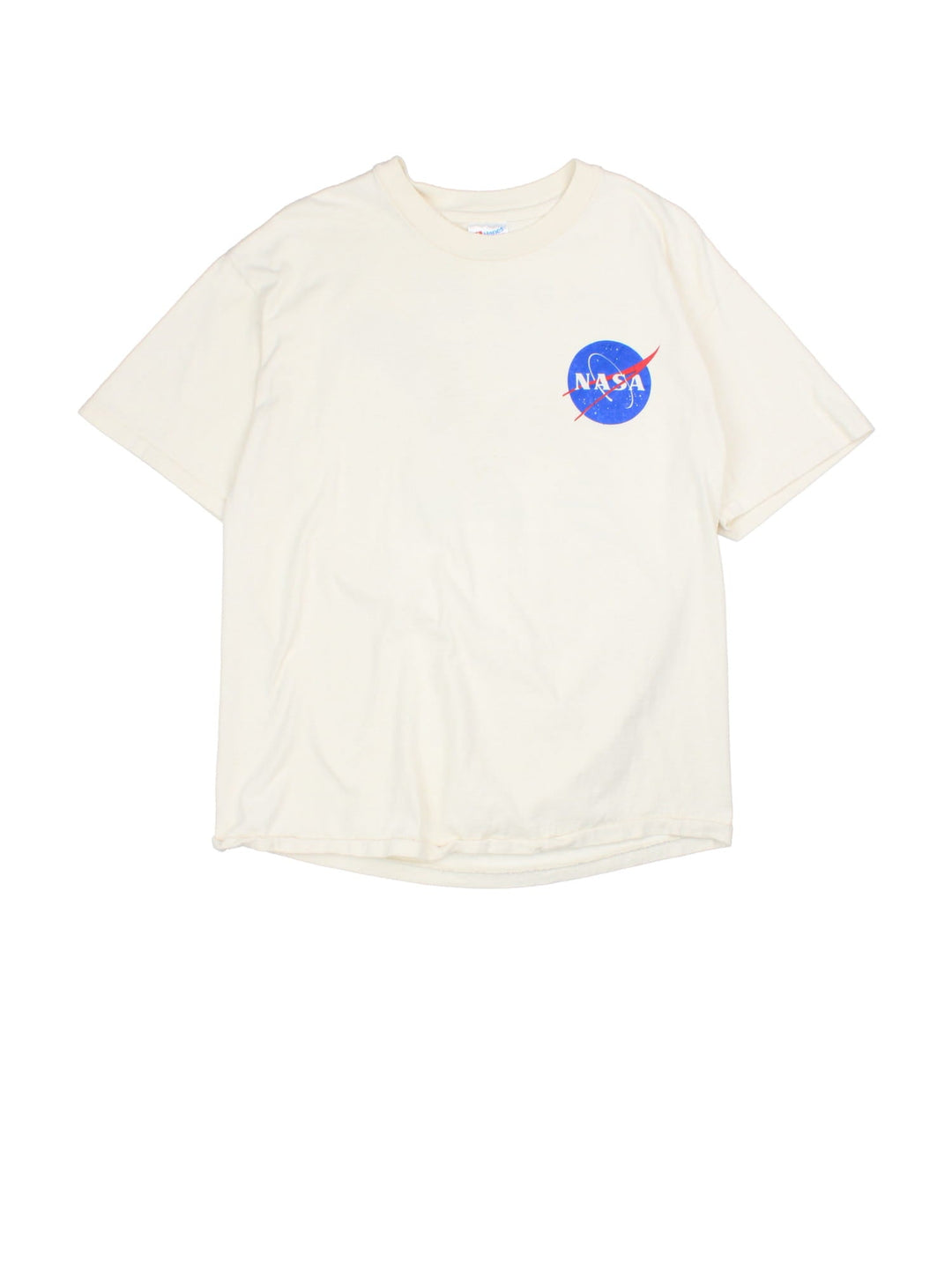 Vintage 90's NASA Apollo 25 Graphic T-Shirt in a tan colourway with the logo on the front, as well as spell out and Eagle graphic printed on the back.