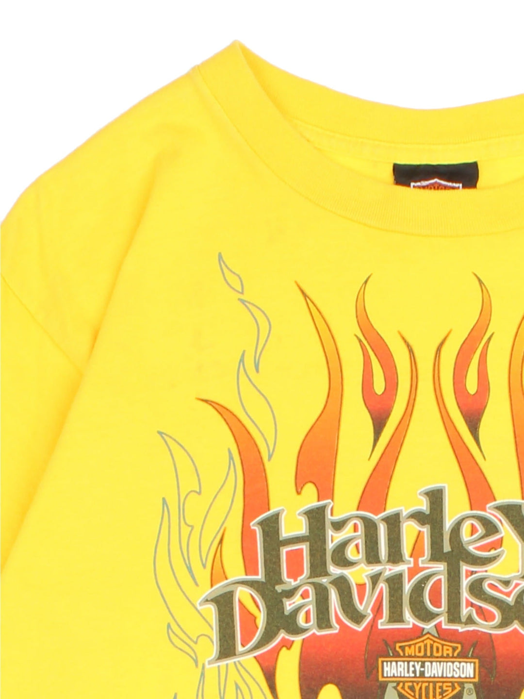 Harley-Davidson Graphic T-Shirt in a yellow colourway with large graphic on the front and back.