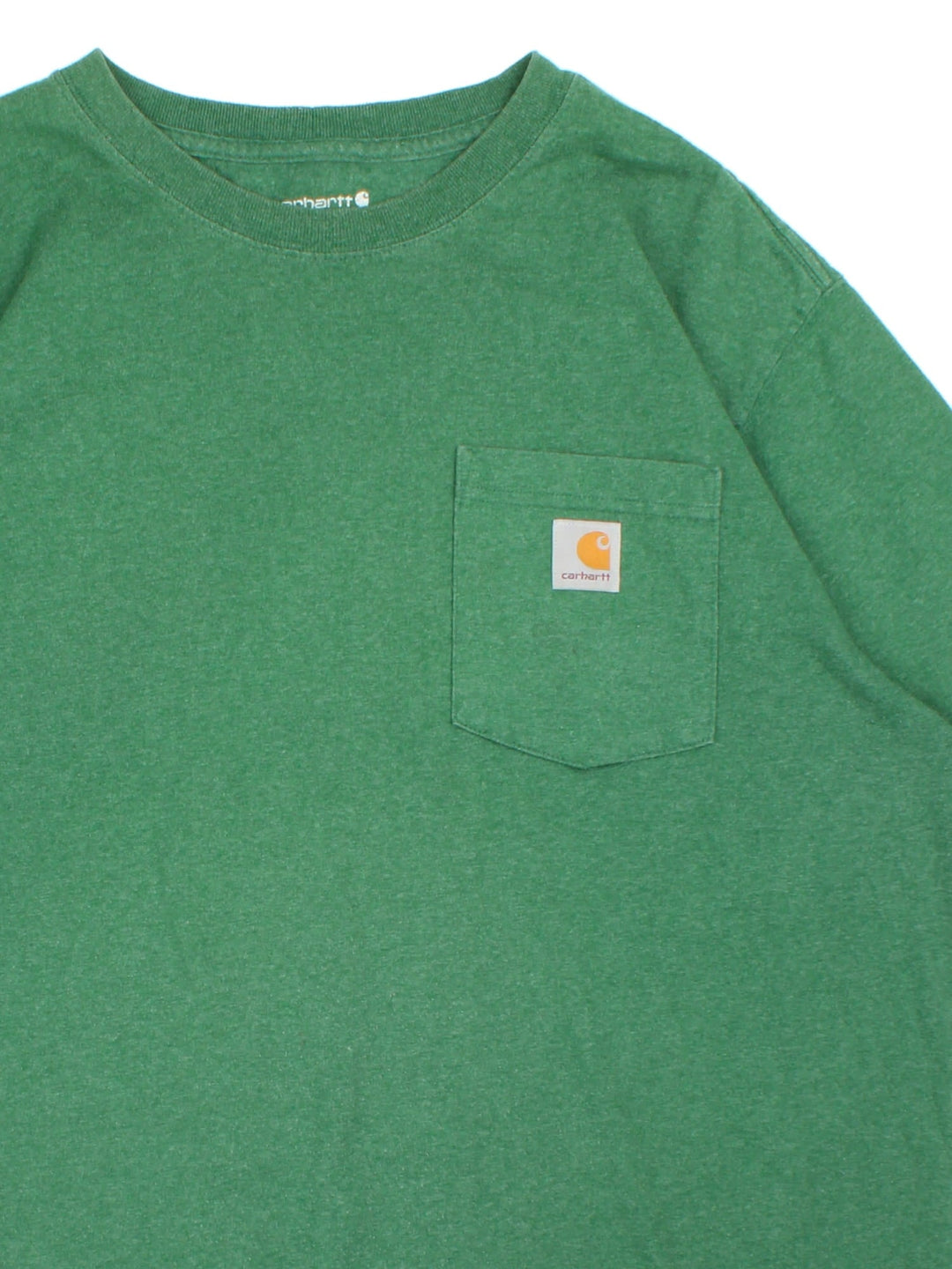 Carhartt T-Shirt in a green colourway with pocket and small logo on the front..