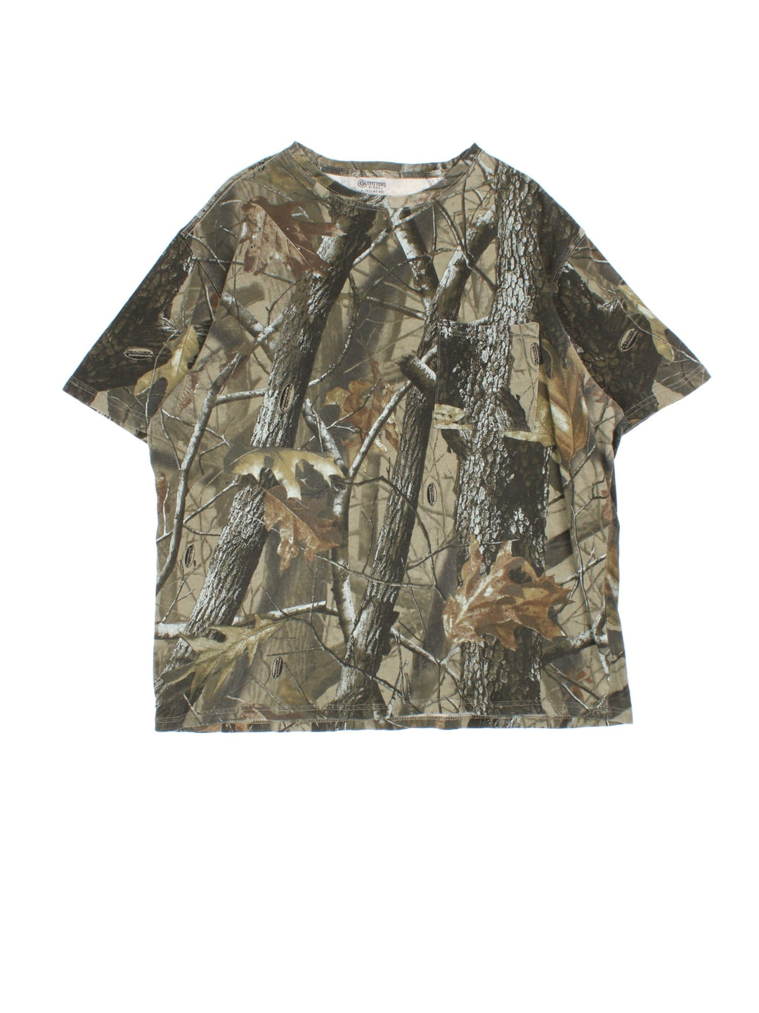 Vintage RealTree Camo T-Shirt in a green colourway with camo print and pocket on the front.