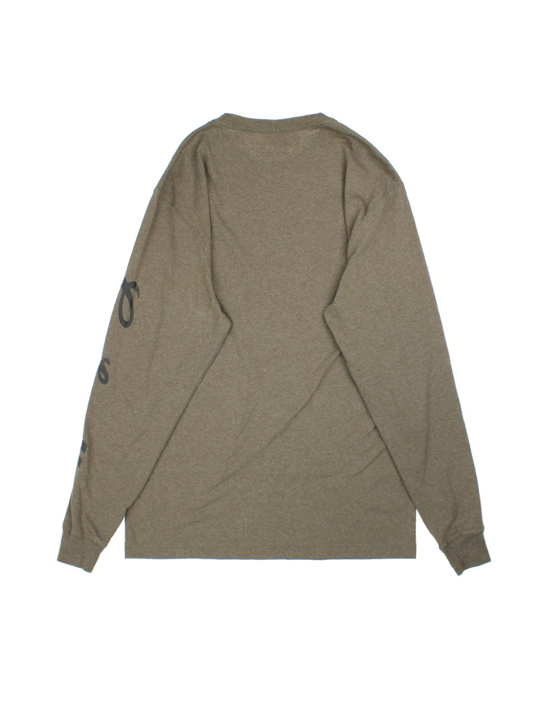 Carhartt Long Sleeve T-Shirt in a green colourway with brand name graphic down the sleeve and small graphic on the front.