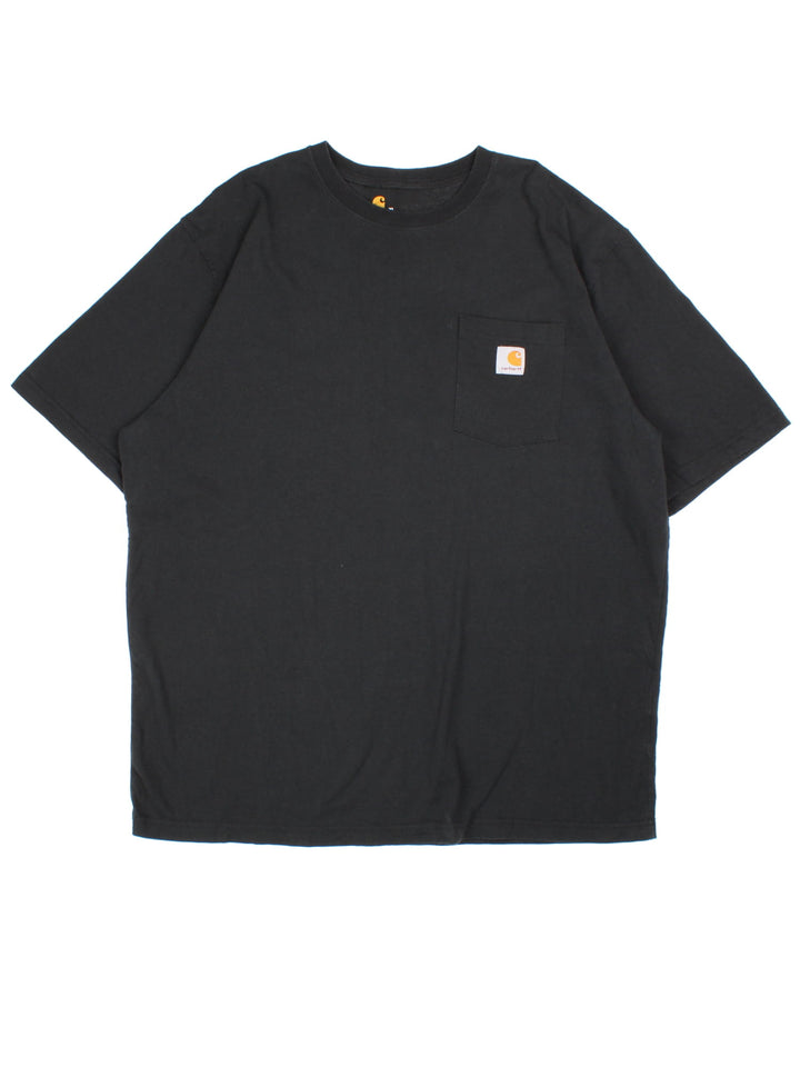 Carhartt T-Shirt in a black colourway with pocket and small logo on the front.