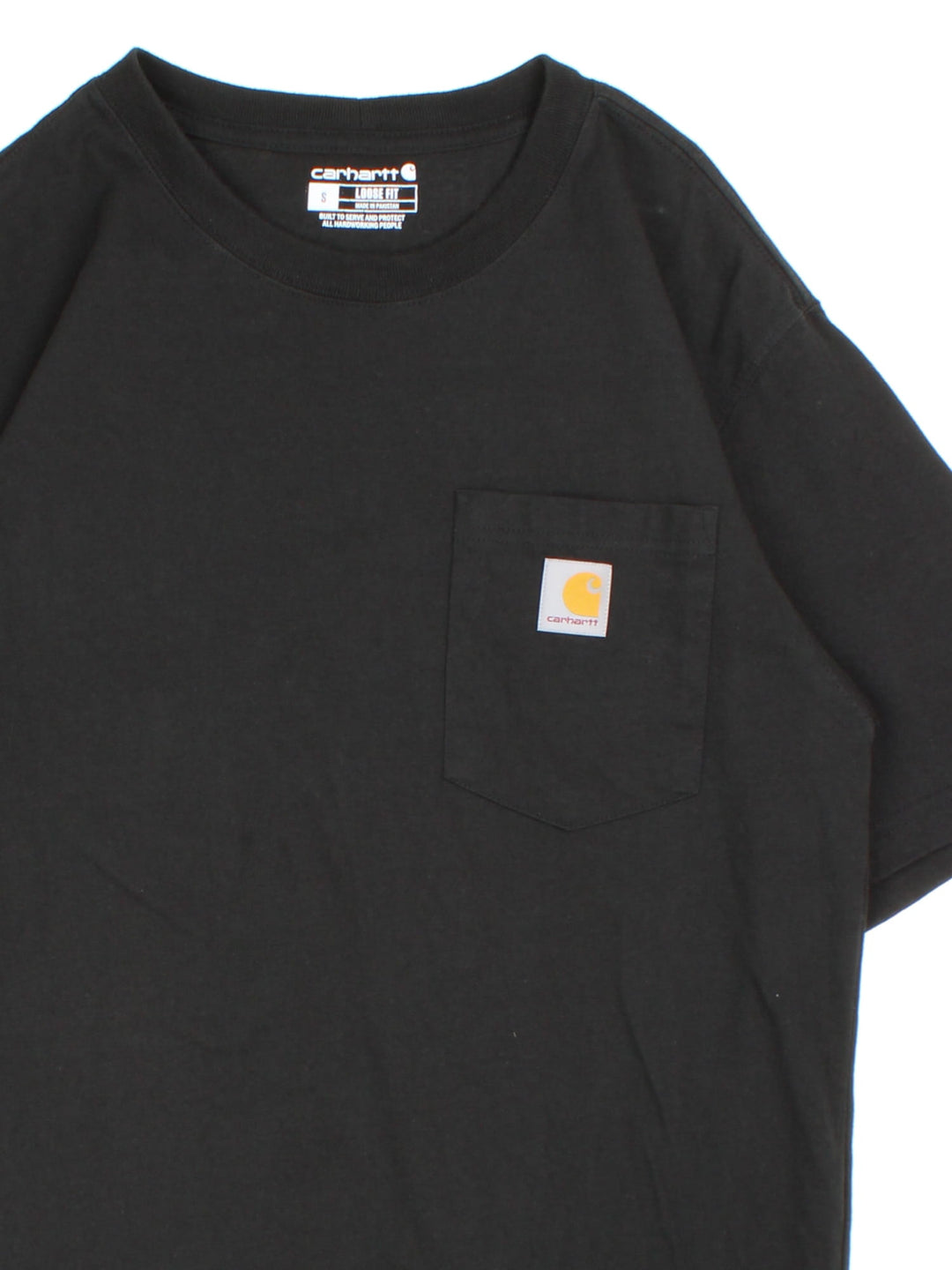 Carhartt T-Shirt in a black colourway with pocket and small logo on the front.