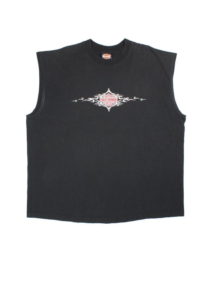 Harley-Davidson Graphic Vest in a black colourway with small graphic on the front and large graphic on the back.