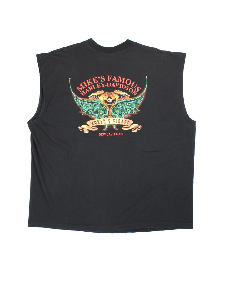 Harley-Davidson Graphic Vest in a black colourway with small graphic on the front and large graphic on the back.