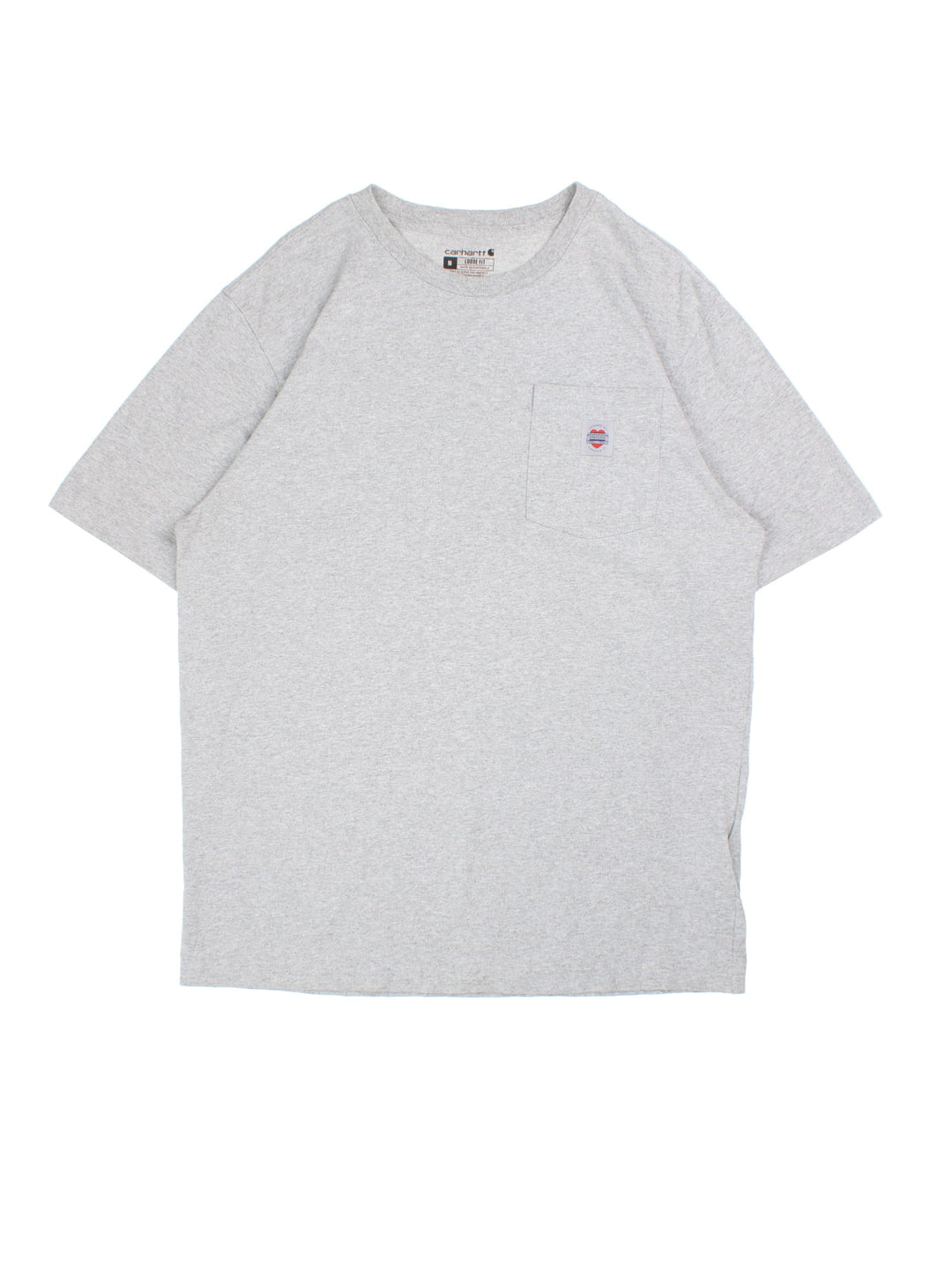 Carhartt Friends of Carhartt T-Shirt in a grey colourway with small logo and pocket on the front and large graphic on the back.