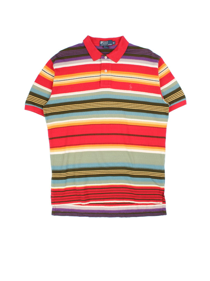 Ralph Lauren Polo Shirt in a multicoloured colourway with striped pattern and small classic logo on the front.