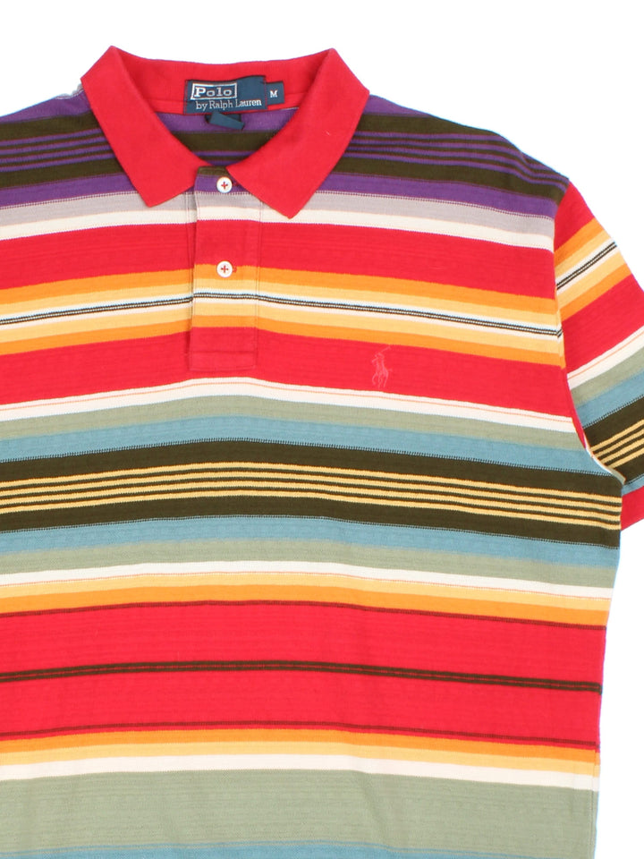 Ralph Lauren Polo Shirt in a multicoloured colourway with striped pattern and small classic logo on the front.