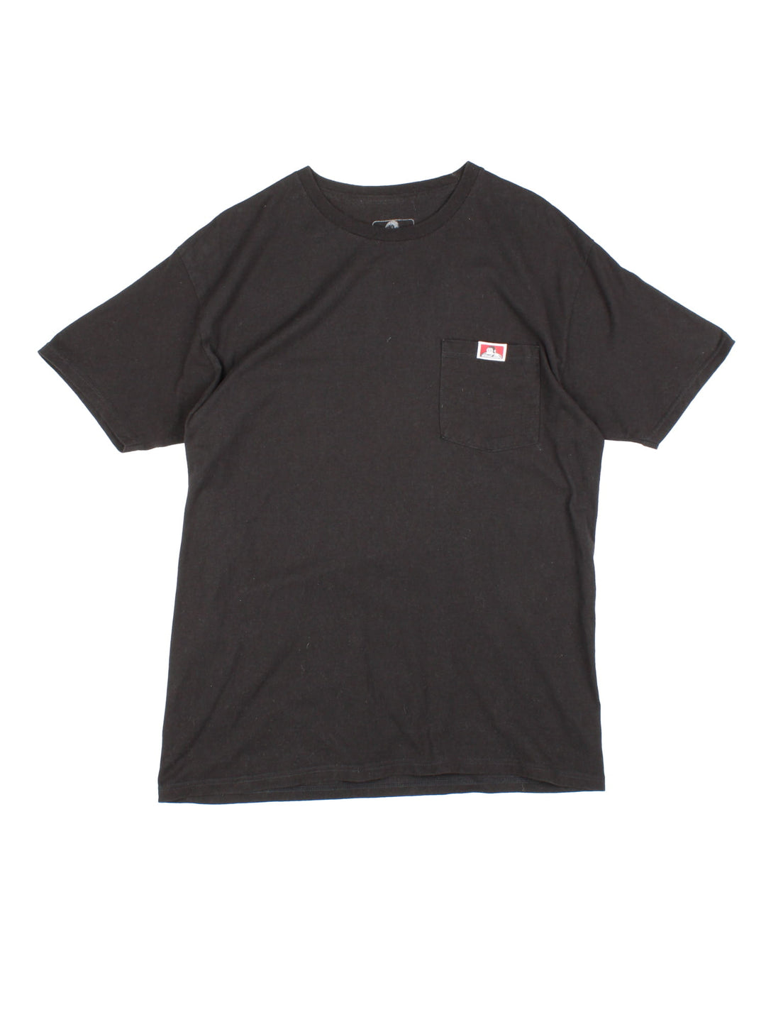 Ben Davis Pocket T-Shirt in a black colourway, has a chest pocket with the logo embroidered on the front.