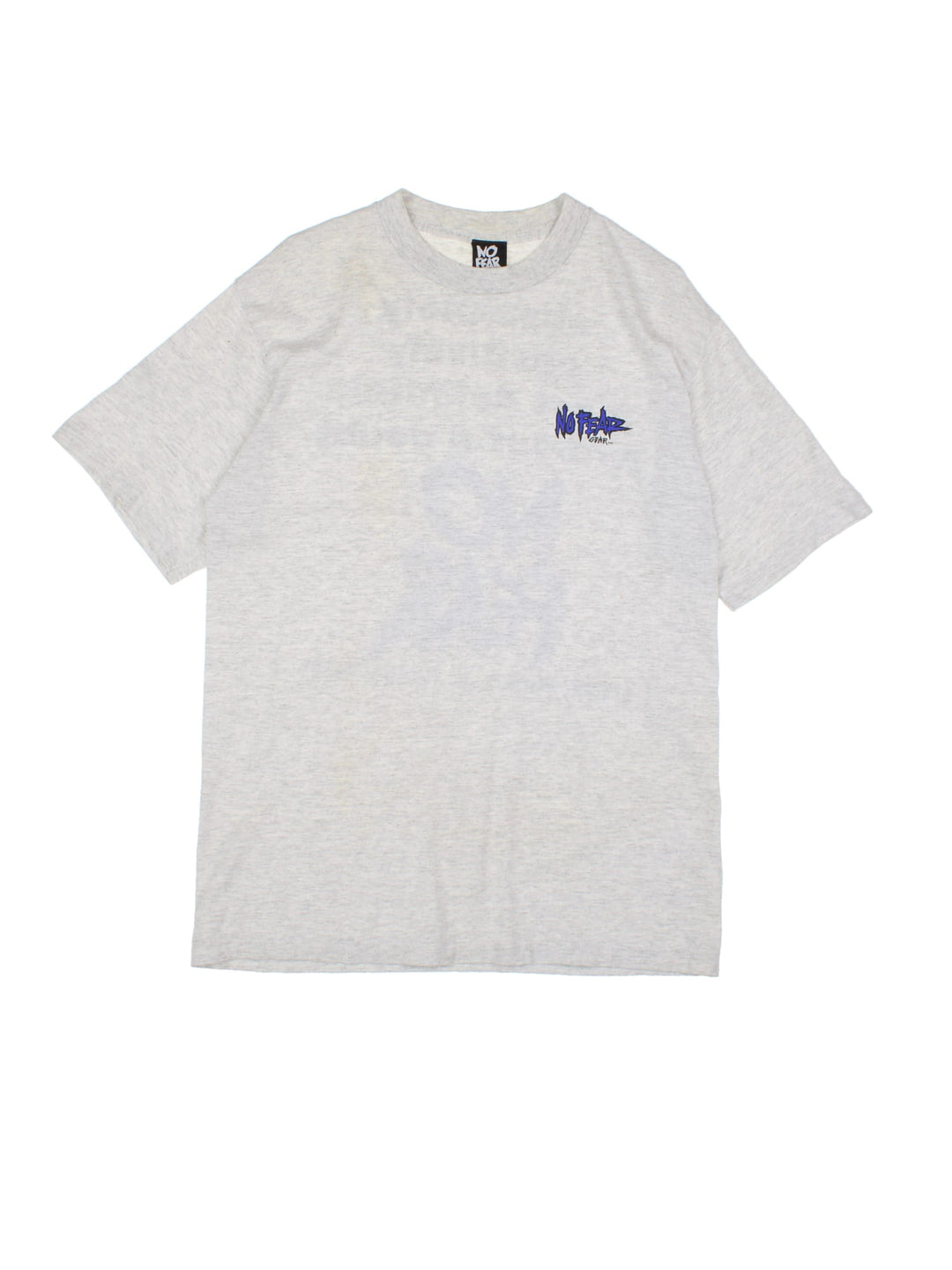 Y2K No Fear T-Shirt in a grey colourway with the logo printed on the front and spell out on the back.