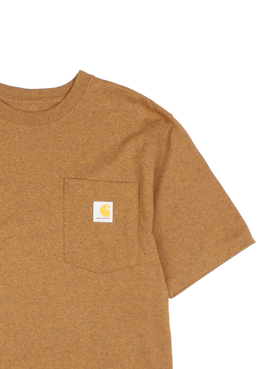 Carhartt Pocket T-Shirt in a brown colourway, has a chest pocket with the logo embroidered on the front.