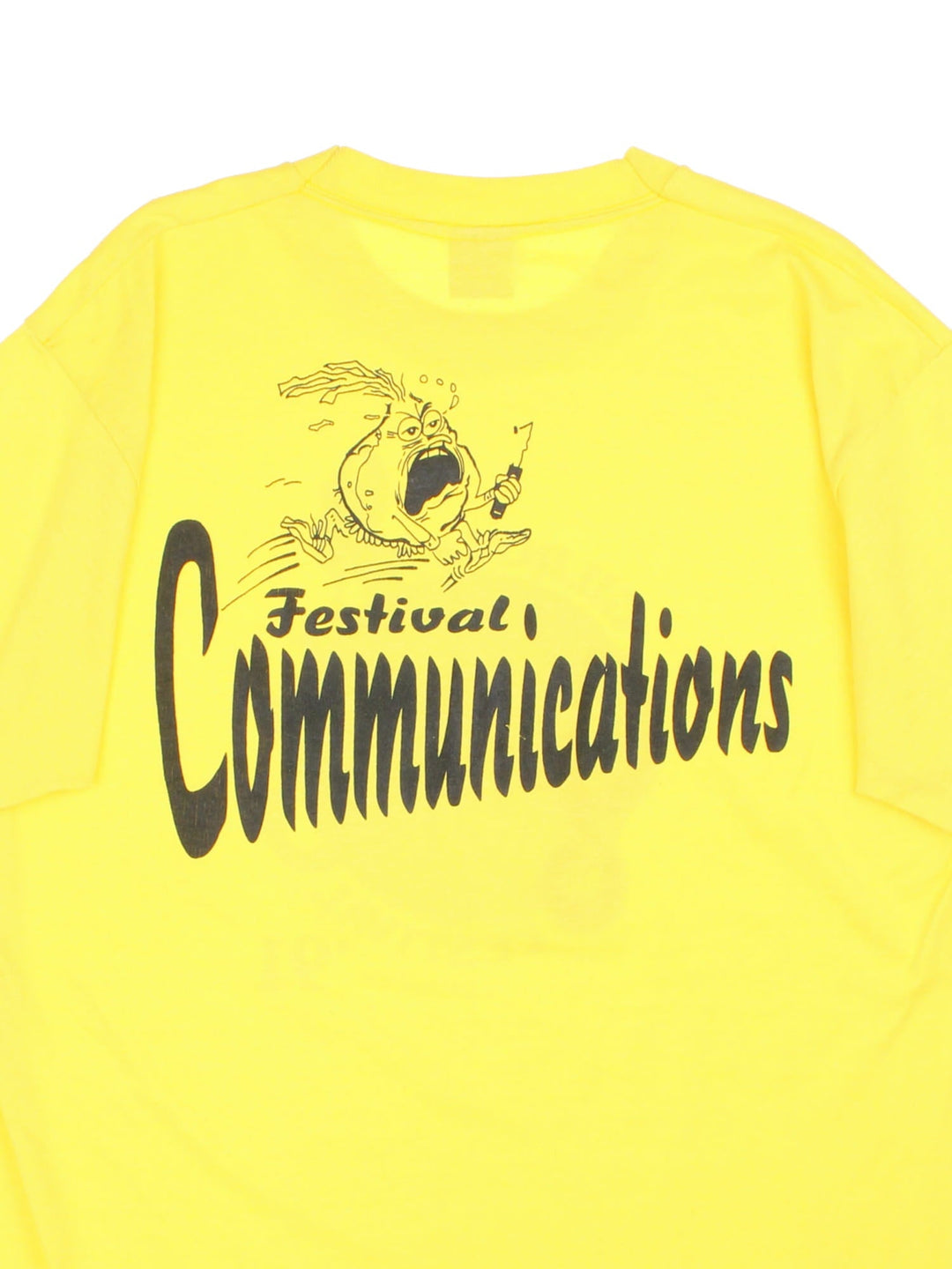 Vintage 90's 1991 Gilroy Garlic Festival T-Shirt in yellow with graphic printed on the front and back.