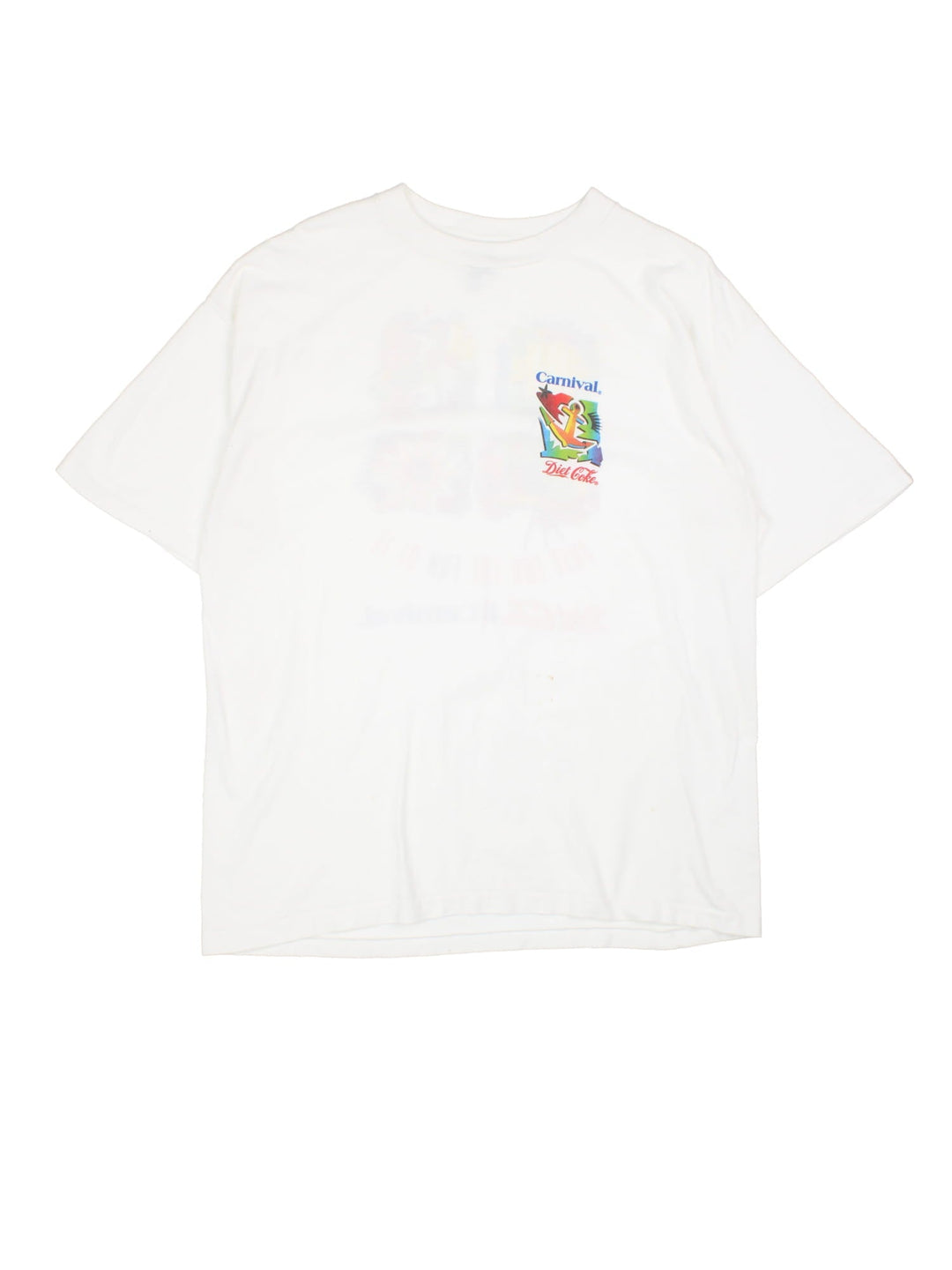 Vintage Diet Coke Carnival T-Shirt in white with graphic printed on the front and back.