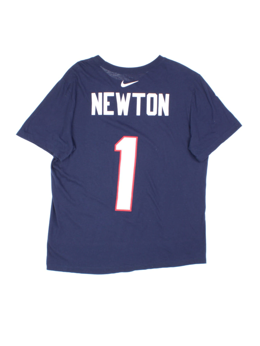 Nike New England Patriots NFL T-Shirt in a blue colourway with the team logo printed on the front and has Newton number 1 on the back.