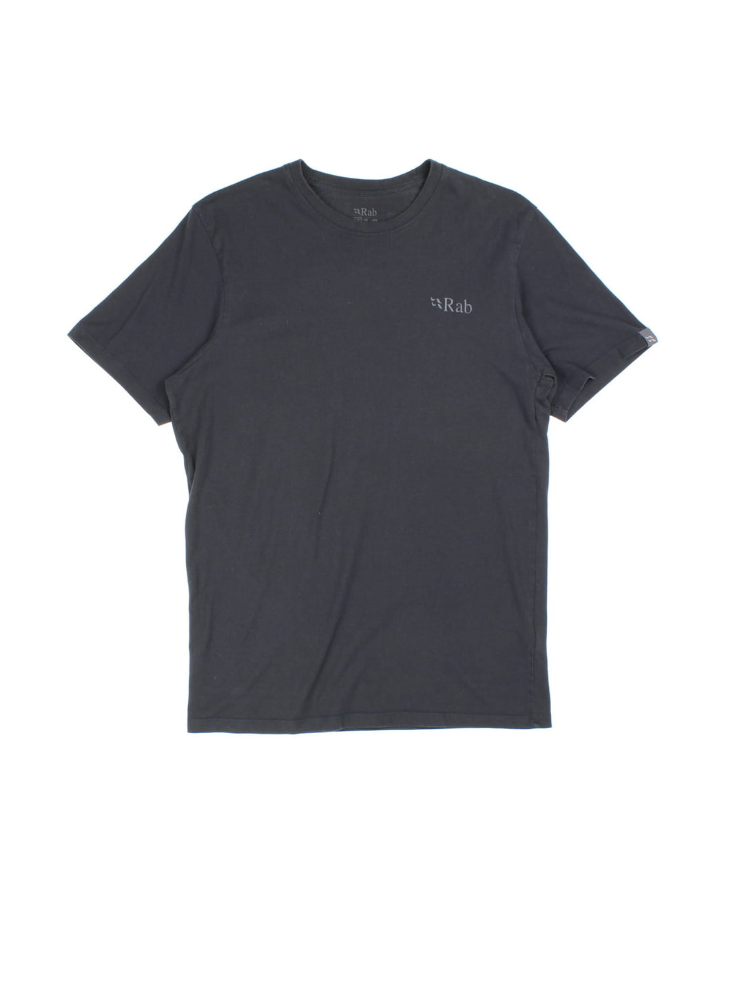 Rab Stance Mountain T-Shirt in a blue colourway. Small logo on front and large graphic on the back.