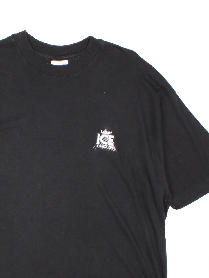 Vintage Labatt Ice Beer T-Shirt in a black with the logo embroidered on the front.