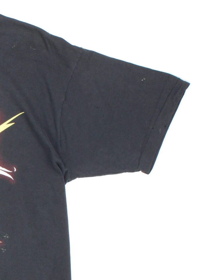 Vintage Billy Joel 1990 Storm Front Tour T-Shirt in black with graphic printed on the front and back.