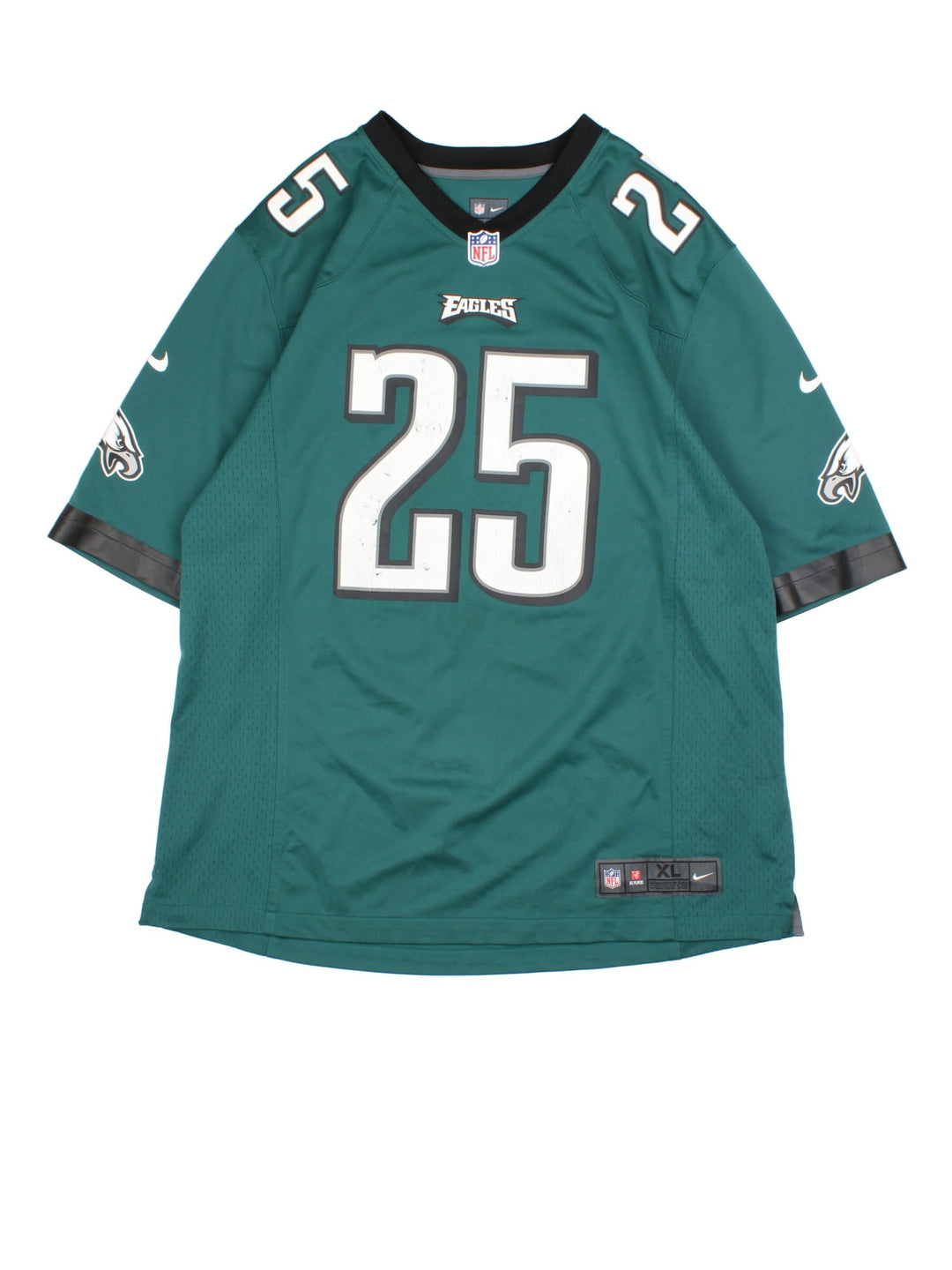 Philadelphia Eagles Nike NFL Jersey in the green home kit colourway, features logo on the sleeves and player name MCCOY and number #25 on the back.