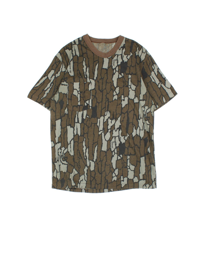 Vintage Camo T-Shirt in the green colourway with Trebark camo print and small pocket on the front.